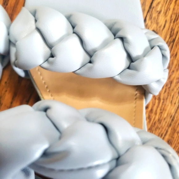 Blue Braided Sandals Women's Size 8 Faux Leather Block Heel Unbranded - Picture 6 of 6